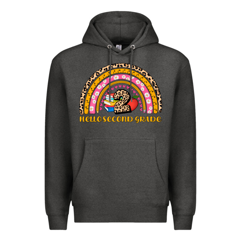 Back To School Rainbow Hello Second Grade Premium Hoodie by AdoDesignShop | Teevron