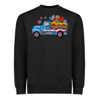 American Truck And Flag With Stars Heavyweight Sweatshirt | Teevron