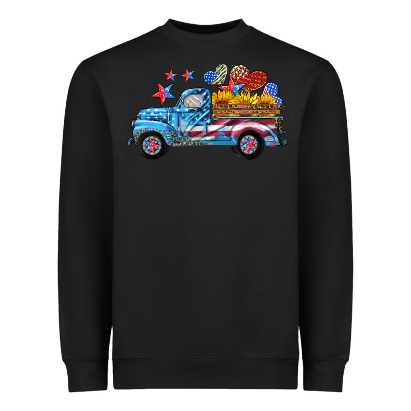 American Truck And Flag With Stars Heavyweight Sweatshirt by HRA Design Shop | Teevron