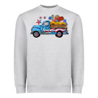 Heather Grey american truck and flag with stars Heavyweight Sweatshirt - HRA Design Shop