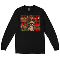 Black reindeer trees background Long Sleeve Tee - AdoDesignShop