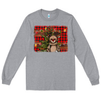 Heather Grey reindeer trees background Long Sleeve Tee - AdoDesignShop