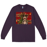 Plum reindeer trees background Long Sleeve Tee - AdoDesignShop