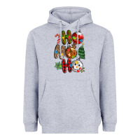 Heather Grey ho ho ho with Heavyweight Hoodie - MaliasSmallBusiness