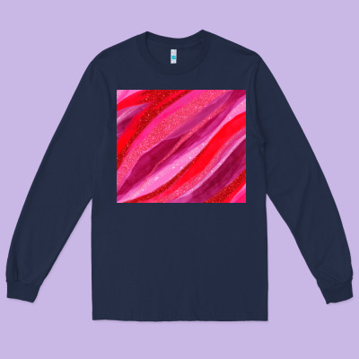 Valentines Day Glitter And Watercolor Long Sleeve Tee Designed By Adodesignshop