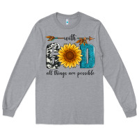 Heather Grey with god all things are possible Long Sleeve Tee - Artiststas