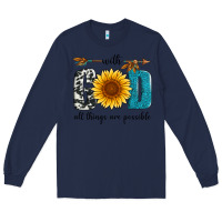 Navy with god all things are possible Long Sleeve Tee - Artiststas