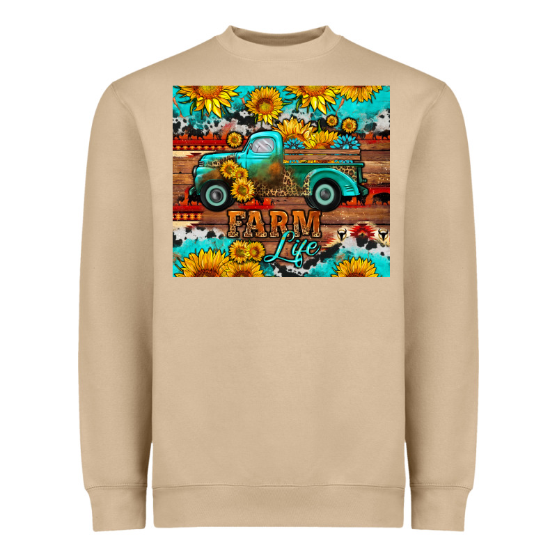 Western Farm Life Truck Sunflowers  Mousepad Heavyweight Sweatshirt by HRA Design Shop | Teevron