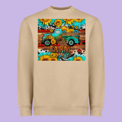 Western Farm Life Truck Sunflowers  Mousepad Heavyweight Sweatshirt Designed By Hra Design Shop