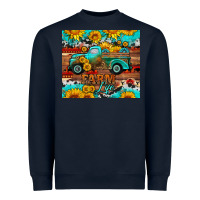 Navy western farm life truck sunflowers  mousepad Heavyweight Sweatshirt - HRA Design Shop