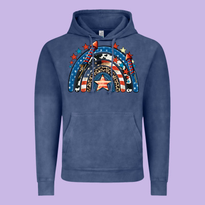 American Rainbow 4th Of July Vintage Hoodie Designed By Cowgirlartshop