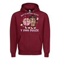 Burgundy but first chocolate y pan dulce Zipper Hoodie - MaliasSmallBusiness