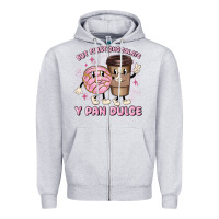 Heather Grey but first chocolate y pan dulce Zipper Hoodie - MaliasSmallBusiness