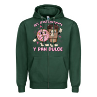 Sports Green but first chocolate y pan dulce Zipper Hoodie - MaliasSmallBusiness