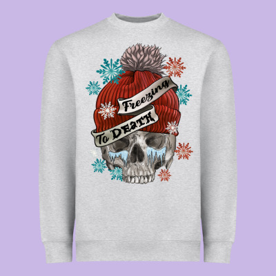 Freezing To Death Skull Heavyweight Sweatshirt Designed By Fadigitalartstudio