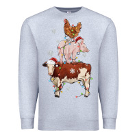 Heather Grey Merry Christmas Farm Animals Premium Sweatshirt - MaliasSmallBusiness