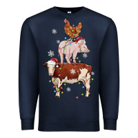 Navy Merry Christmas Farm Animals Premium Sweatshirt - MaliasSmallBusiness