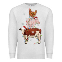 Oatmeal Heather Merry Christmas Farm Animals Premium Sweatshirt - MaliasSmallBusiness