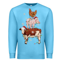 Ocean Blue Merry Christmas Farm Animals Premium Sweatshirt - MaliasSmallBusiness
