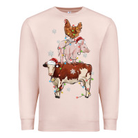 Pale Pink Merry Christmas Farm Animals Premium Sweatshirt - MaliasSmallBusiness