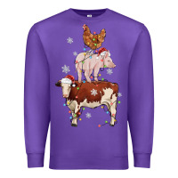 Purple Merry Christmas Farm Animals Premium Sweatshirt - MaliasSmallBusiness