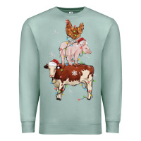 Seafoam Merry Christmas Farm Animals Premium Sweatshirt - MaliasSmallBusiness