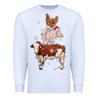 White Merry Christmas Farm Animals Premium Sweatshirt - MaliasSmallBusiness