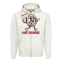 Oatmeal Heather love everyone Zipper Hoodie - MaliasSmallBusiness