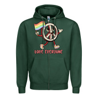 Sports Green love everyone Zipper Hoodie - MaliasSmallBusiness