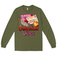 Army Green valentine vibes Long Sleeve Tee - AdoDesignShop