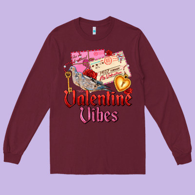 Valentine Vibes Long Sleeve Tee Designed By Adodesignshop