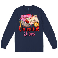 Navy valentine vibes Long Sleeve Tee - AdoDesignShop