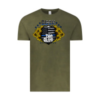 Vintage Olive back the blue Vintage Tee - CowhideDigitalArt