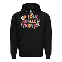 Black phone wallet keys Zipper Hoodie - MaliasSmallBusiness