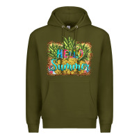Army Green hello summer pineapple Premium Hoodie - BarkalooDesign