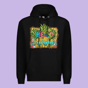 Hello Summer Pineapple Premium Hoodie Designed By Barkaloodesign