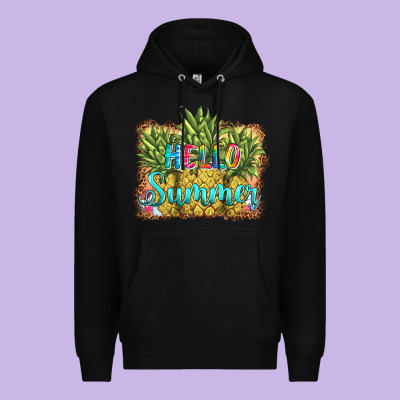Hello Summer Pineapple Premium Hoodie Designed By Barkaloodesign