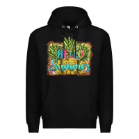 Black hello summer pineapple Premium Hoodie - BarkalooDesign