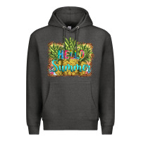Charcoal Heather hello summer pineapple Premium Hoodie - BarkalooDesign