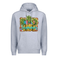 Heather Grey hello summer pineapple Premium Hoodie - BarkalooDesign