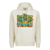 Oatmeal Heather hello summer pineapple Premium Hoodie - BarkalooDesign
