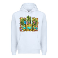 White hello summer pineapple Premium Hoodie - BarkalooDesign