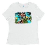 White cactus gemstone background Ladies Tee - AdoDesignShop
