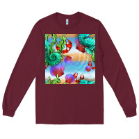 Burgundy seahorse and beach Long Sleeve Tee - BundleAndBundleShop