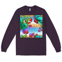 Plum seahorse and beach Long Sleeve Tee - BundleAndBundleShop