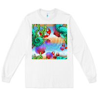 White seahorse and beach Long Sleeve Tee - BundleAndBundleShop