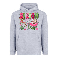 Heather Grey sleigh all day Heavyweight Hoodie - MaliasSmallBusiness