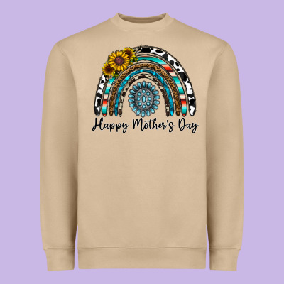 Happy Mother's Day Rainbow Heavyweight Sweatshirt Designed By Cowhidedigitalart