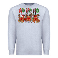 Heather Grey Ho ho ho Reindeer Premium Sweatshirt - NancyCooperArtShop