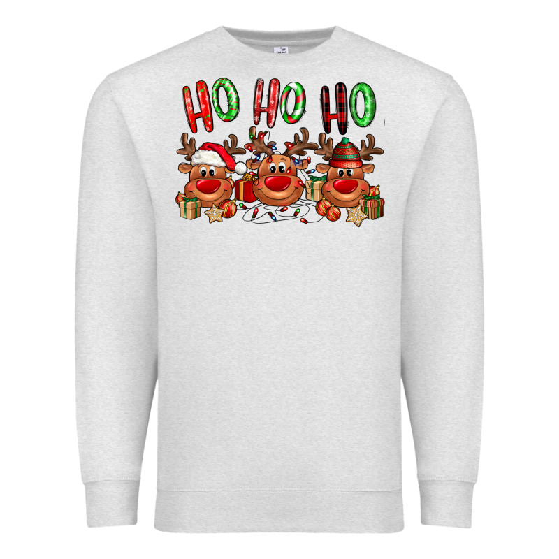 Ho Ho Ho Reindeer Premium Sweatshirt by NancyCooperArtShop | Teevron